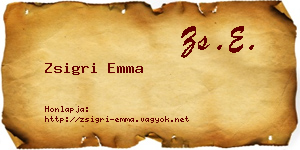 Zsigri Emma névjegykártya